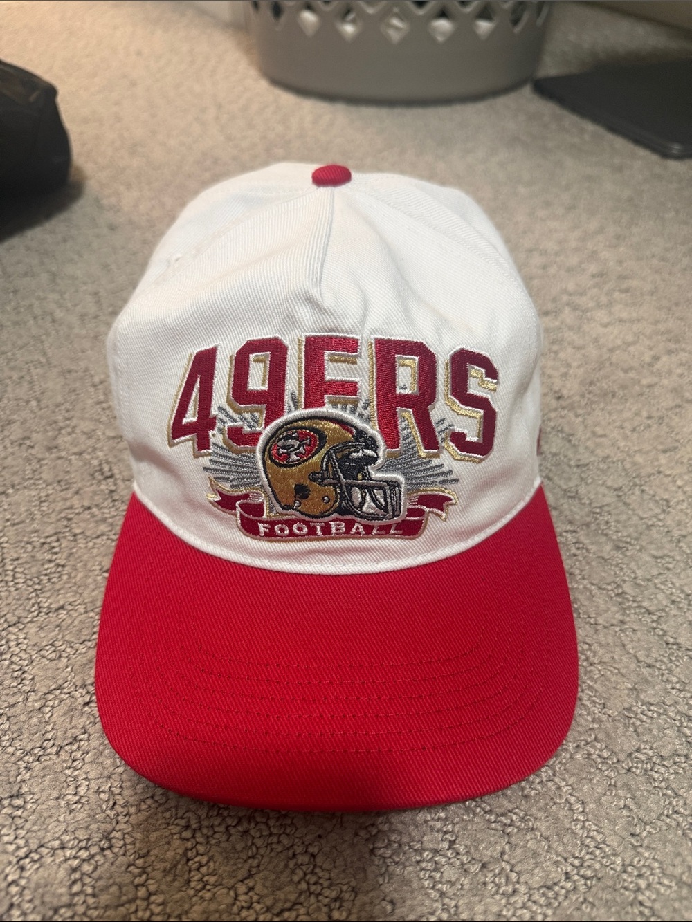 San Francisco 49ers White and Red Embroidered Football Cap